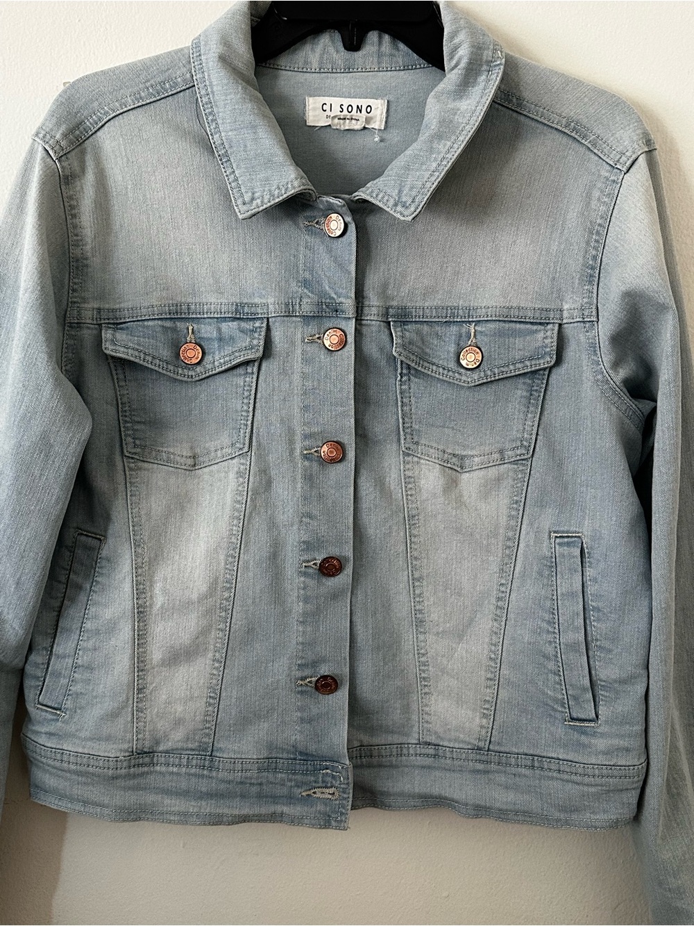 Ci Sono Light Wash Denim Jean Jacket - Pale Blue size Medium